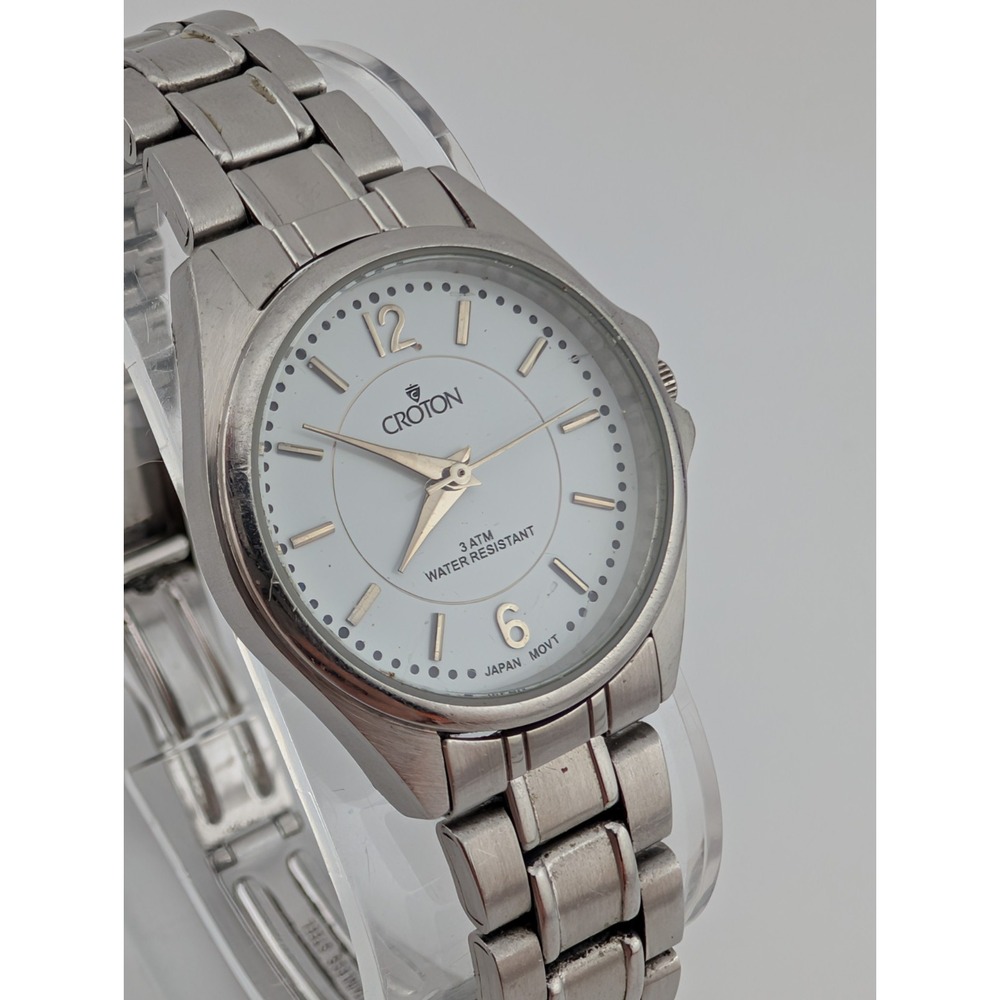 Croton Watch Women 28mm Case 6.5" Silver Band- New Battery